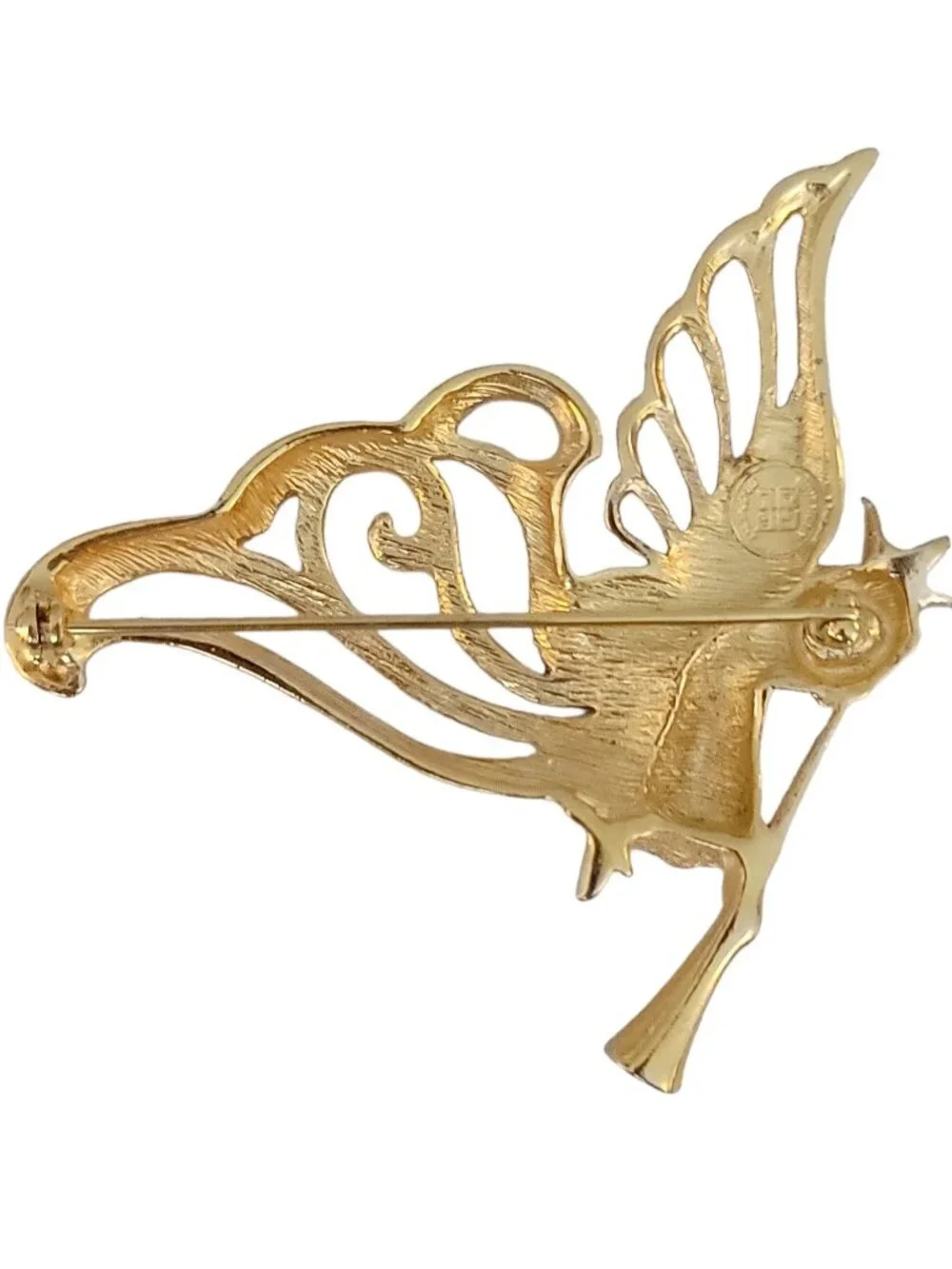 Givenchy Gold Tone Angel Blowing Horn Brooch Pin, Signed M456